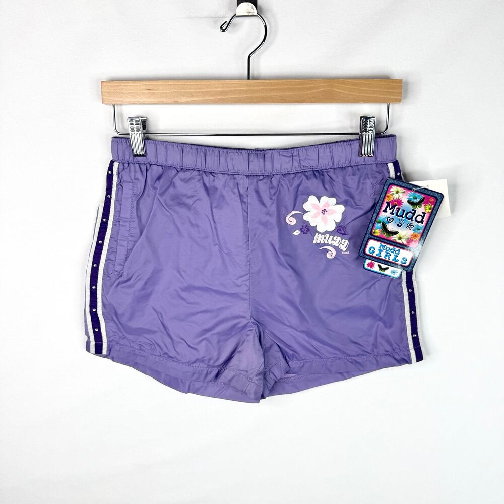 NWT Y2K Mudd Girls Purple Swish Sporty Shorts XL